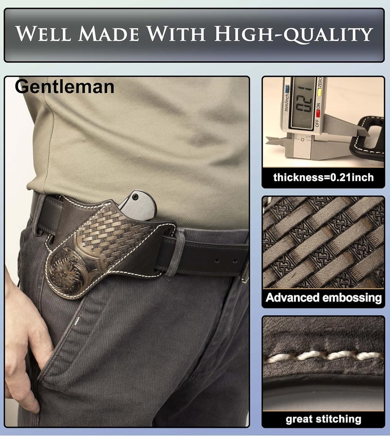 HOGIKUO Knife Sheath, Leather Knife Sheath for Belt, Pocket Knife Holster Pouch, Folding Knife Holster - Image 3